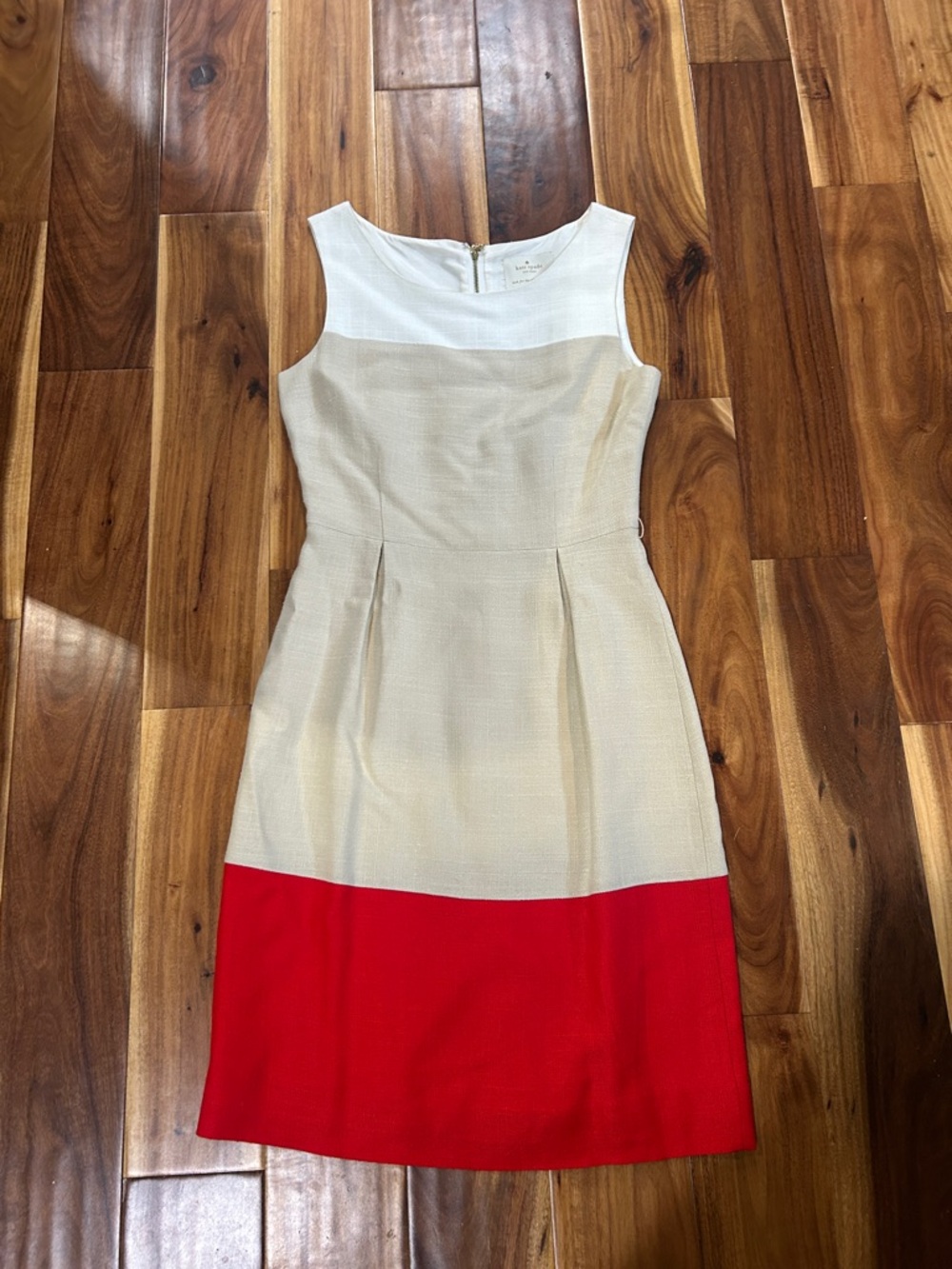 kate spade Colorblock Midi Sheath Dress in White, Cream & Red. Size 2